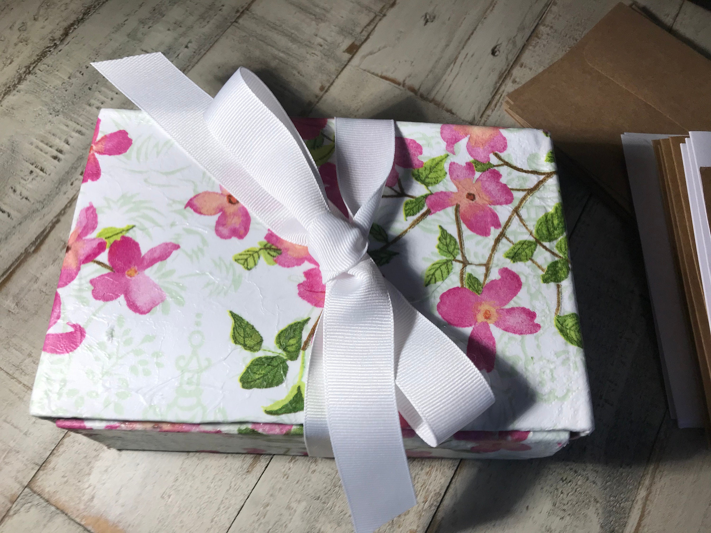 Handmade Stationery Box With 7 Handmade Cards. One of a Kind, Unique