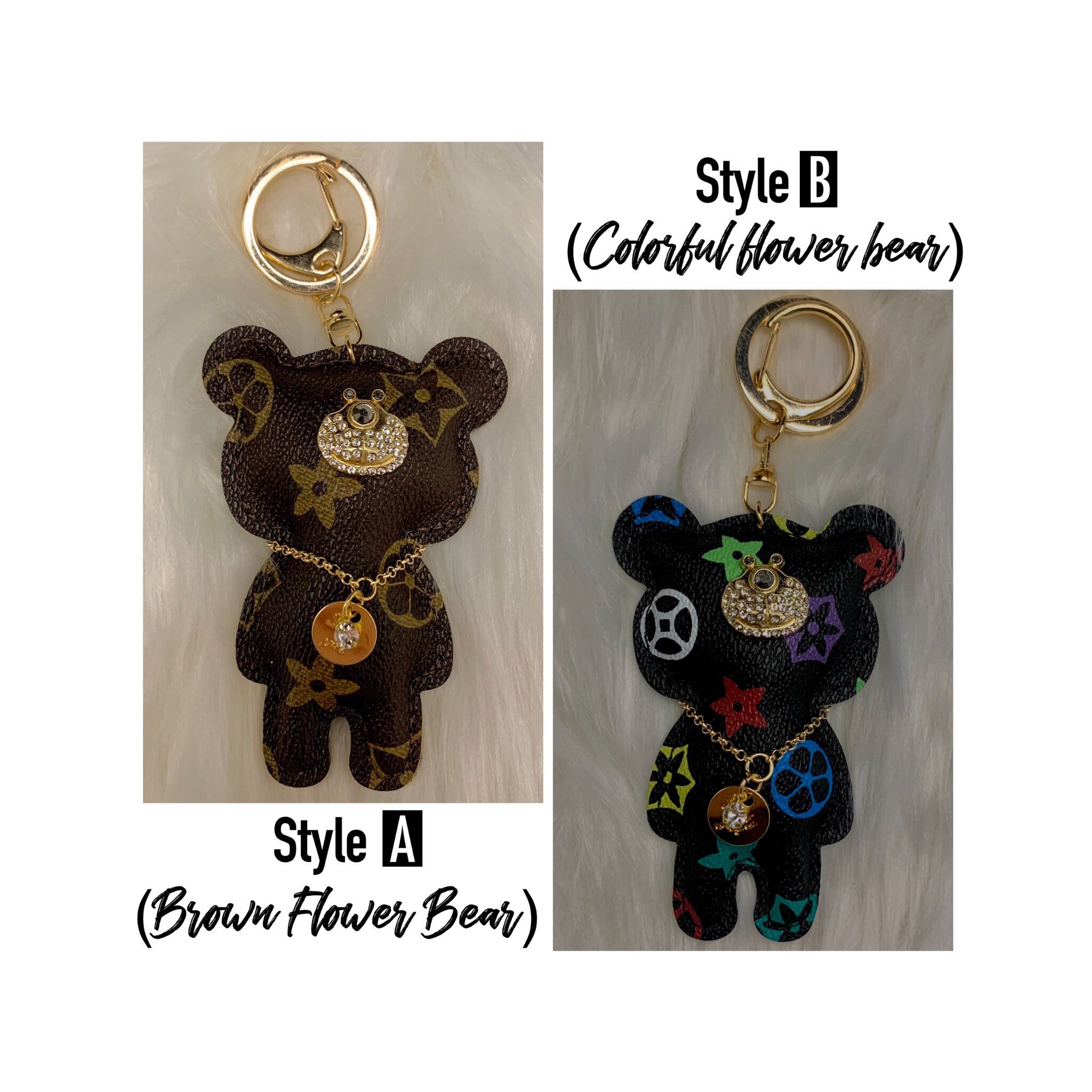 Rhinestone Teddy Bear Keychain Etsy