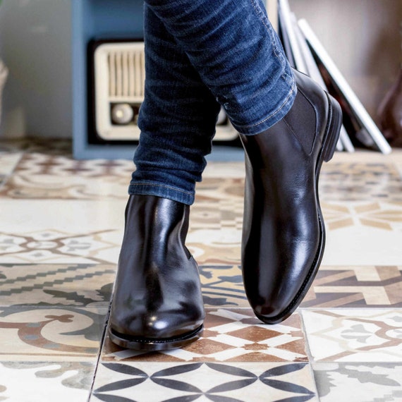 Handmade Mens Black Leather Boots Ankle Men - Etsy