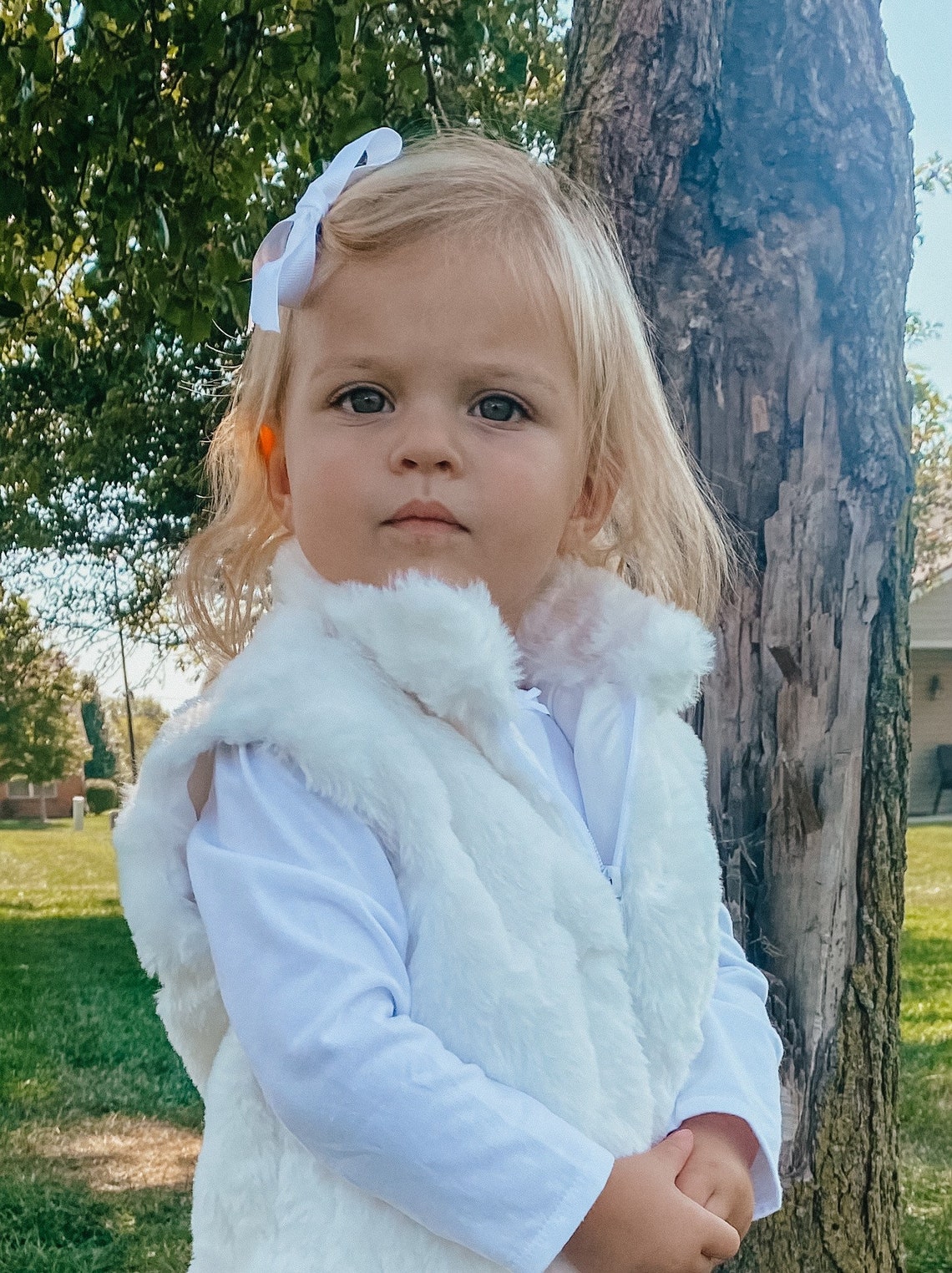 White Fur Vest Little Girls Vest Zip up Vest Handmade Etsy