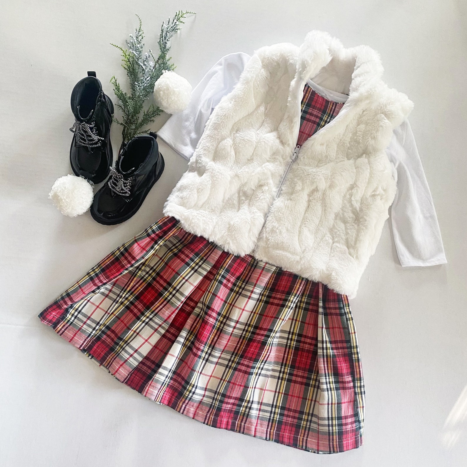 White Fur Vest Little Girls Vest Zip up Vest Handmade Etsy