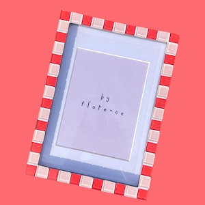 Handmade Mosaic A4 Picture Frame: Colorful Glass Tile, Bright Home Decor Strawberry