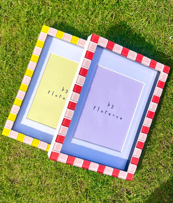 Handmade Mosaic A4 Picture Frame: Colorful Glass Tile, Bright Home Decor