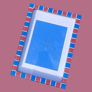 Handmade Mosaic A4 Picture Frame: Colorful Glass Tile, Bright Home Decor Blackberry