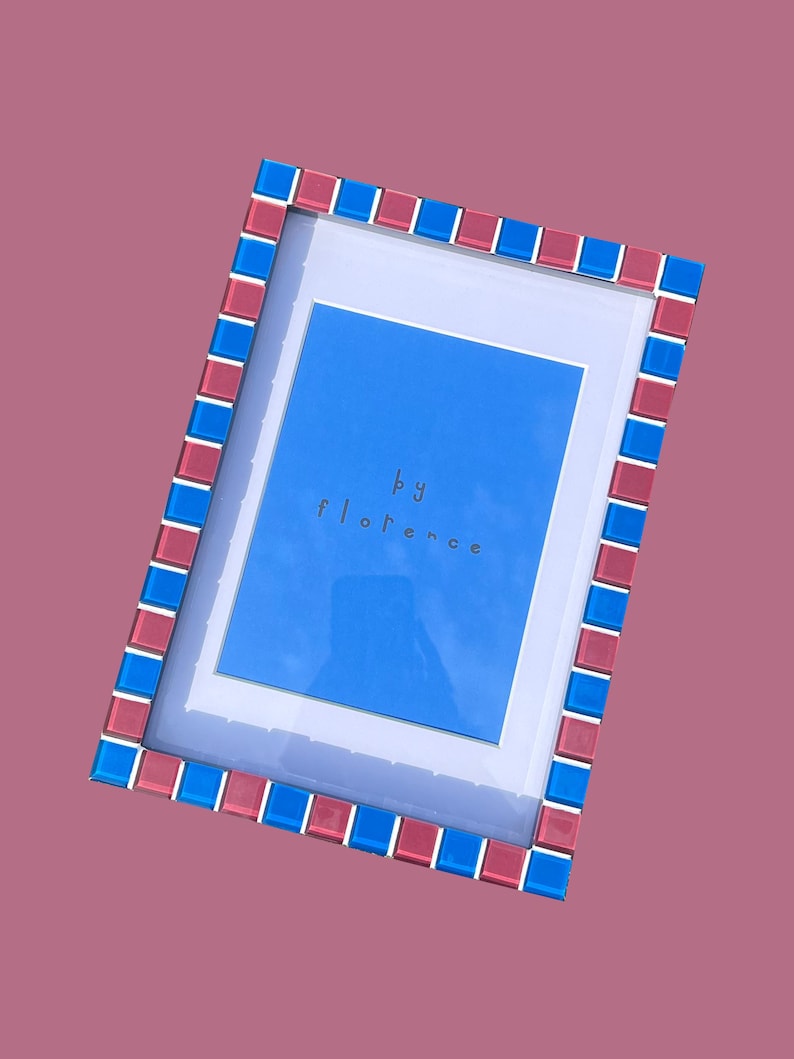 Handmade Mosaic A4 Picture Frame: Colorful Glass Tile, Bright Home Decor Blackberry
