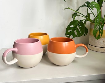 Bubble Mugs half dipped ceramic colourful mugs coffee tea Gift present housewarming Mug Set Birthday Gift Idea for her for him