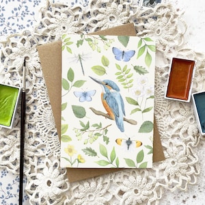 Kingfisher Greetings Card Birthday River Butterfly Birdwatching Anniversary Gift British River Wildlife
