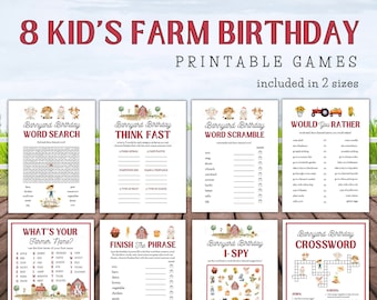 Farm Birthday Games for Kids Printable, Farm Birthday Games, Farm Birthday Activities, Printable Farm Games, Kid's Farm Printable Games