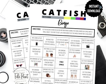 Catfish the TV Show Printable Bingo, Catfish Download, Viewing Party Game, MTV, Catfish Bingo, Virtual Catfish Bingo,  Catfish Printable