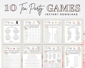 Tea Party Games Printable, Tea Party Activities, Ladies Tea Party Games, Tea Party Bundle, Pink Tea Party Games, Tea Party Game, Tea Party