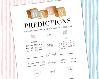 Voorspelspel babyshower: geslachtsbepaling afdrukbaar (digitale download)