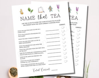 Name That Tea Flavor, Tea Party Printable Game, Tea Party Activity, Tea Party Printable, Tea Party Download, Tea Flavor Game, Tea Party