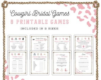 Cowgirl Bridal Shower Games: 8 Printable Activities (Digital Download)