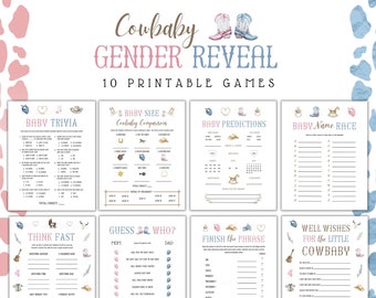 Cowbaby Gender Reveal Games Printable, Western Gender Reveal Games, Cowboy Games, Cowgirl Games, Cowboy Gender Reveal, Gender Reveal Games