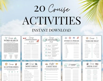 Cruise Games Printable, Family Cruise Games, Cruise Printable, Cruise Vacation Games, Sea Day Activities, Cruise Activities, 20 Cruise Games