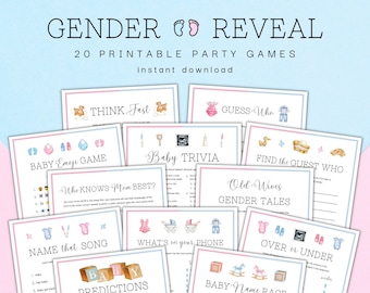 Gender Reveal Party Games, Printable Gender Reveal Activities, Gender Reveal Party, Gender Reveal Games Bundle, Gender Reveal Printables