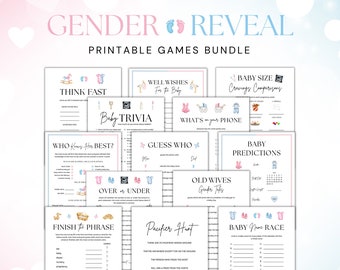 Gender Reveal Party Games, Printable Gender Reveal Activities, Gender Reveal Party, Gender Reveal Games Bundle, Gender Reveal Printable