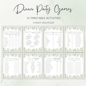 Dinner Party Games Printable, Dinner Party Activities, Minimalist Party Games, Dinner Party Printable, Dinner Party Game Bundle, Icebreaker