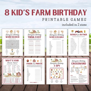 Farm Birthday Games for Kids Printable, Farm Birthday Games, Farm Birthday Activities, Printable Farm Games, Kid's Farm Printable Games