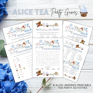 Jeux de tea party à imprimer, Tea Party au pays des merveilles, Tea Party d'Alice, Tea Party à imprimer, Alice au pays des merveilles, Tea Party Bundle, jeu Tea Party