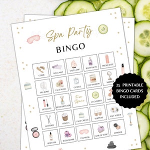 Bingo stampabile per spa, bingo per feste in spa, gioco per feste in spa, festa in spa per bambini, festa in spa per adolescenti, gioco di compleanno in spa, bingo per compleanni in spa, festa in spa