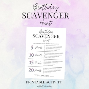 Adult Birthday Scavenger Hunt Printable Birthday Game Adult - Etsy