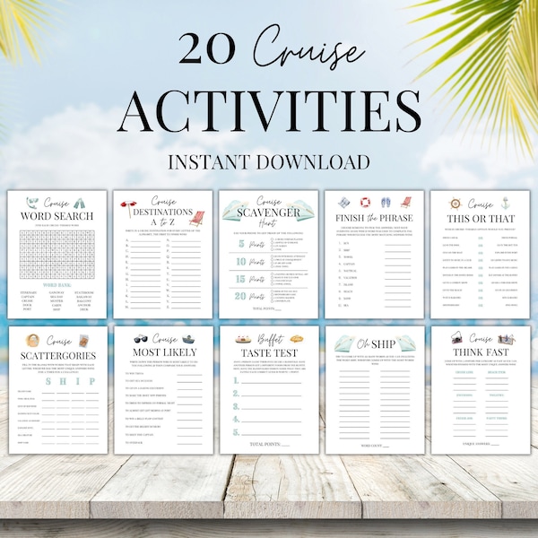 Cruise Games Printable, Family Cruise Games, Cruise Printable, Cruise Vacation Games, Sea Day Activities, Cruise Activities, 20 Cruise Games