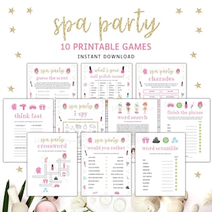 Spa Party Printable Games Kid #39 s Spa Party Games Spa Party Game Bundle