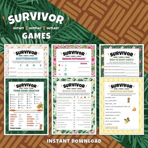 Survivor Party Games Printable, Survivor Games, Survivor Download, Survivor Game Bundle, Survivor Party Games, Survivor Printable