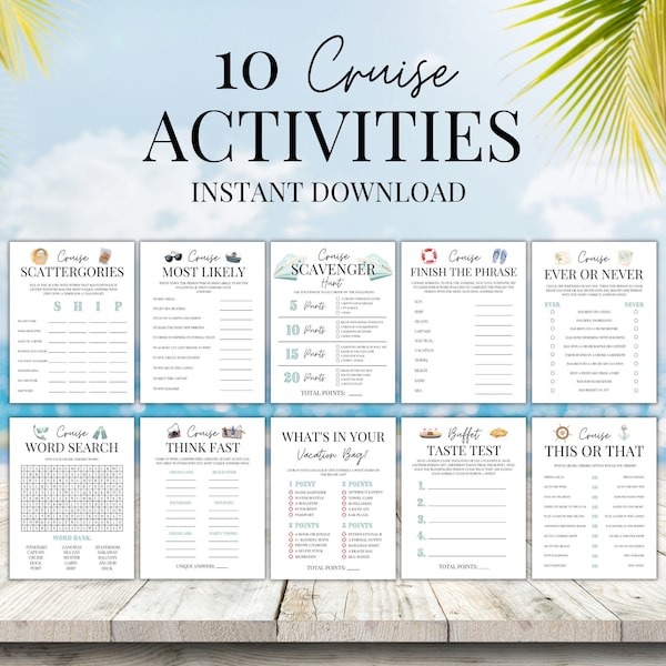 Cruise Games Printable, Family Cruise Games, Cruise Printable, Cruise Games, Cruise Vacation Games, Sea Day Activities, Cruise Game Bundle