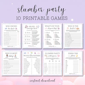 Sleepover Party Games Printable, Slumber Party Games Bundle, Tween ...