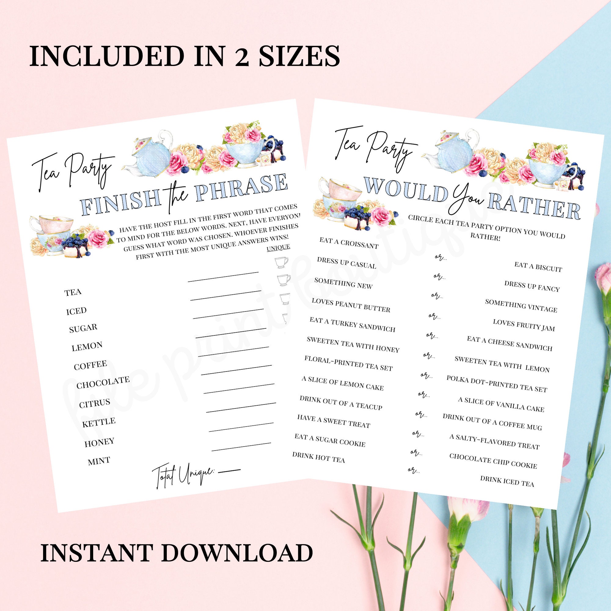 Tea Party Printable Games Ladies Tea Party Game Bundle - Etsy