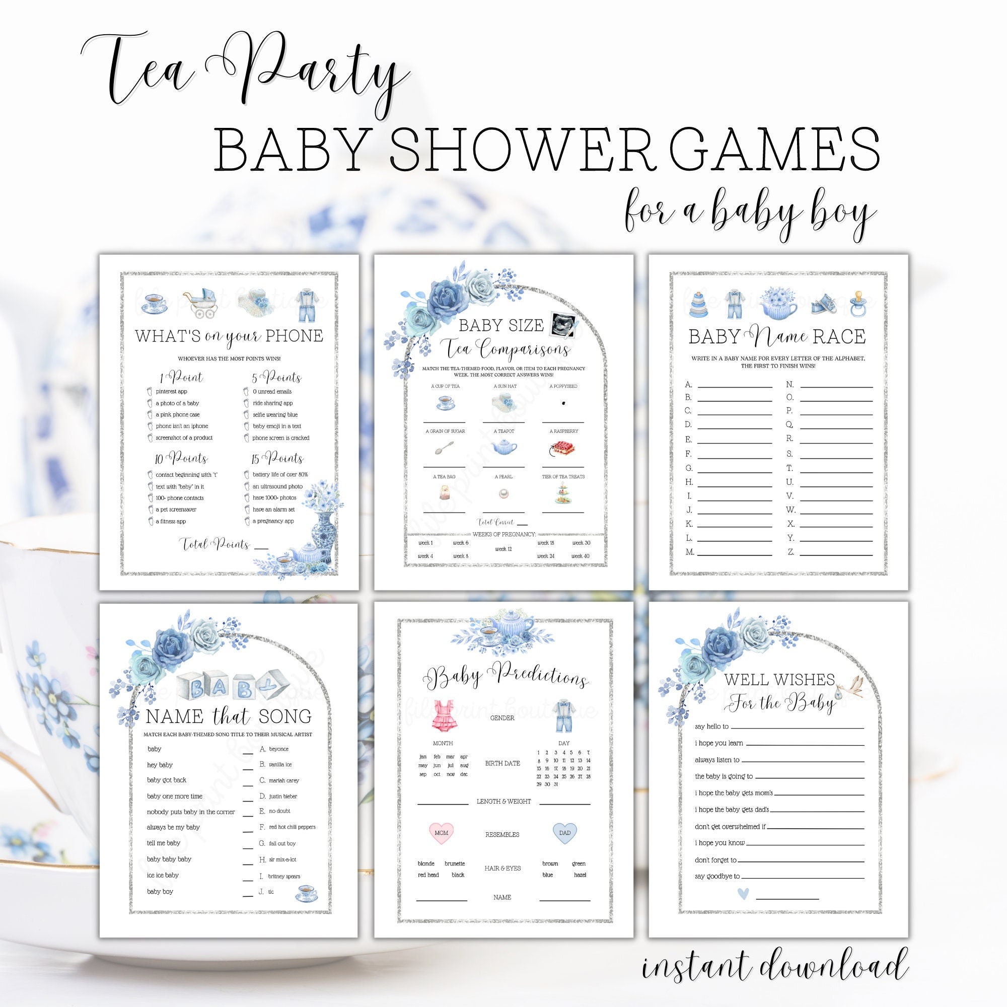 Boy Baby Shower Tea Party Games, Baby Shower Tea Party Games, Baby ...