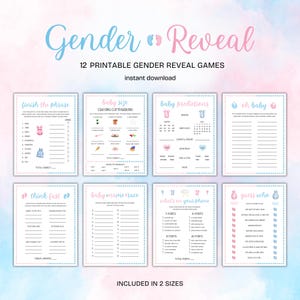 Gender Reveal Games Bundle: 12 Printable Activities (Digital Download)