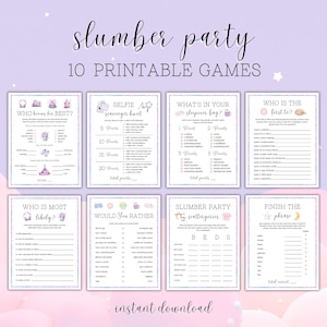 Sleepover Party Games Printable, Slumber Party Games Bundle, Tween Slumber Party, Printable Sleepover Games, Slumber Party Printable