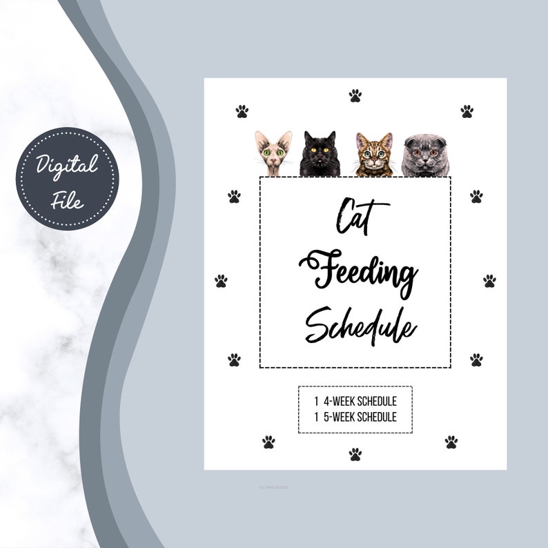 Cat Feeding Printable Schedule Tracker Digital Download Kitten Food