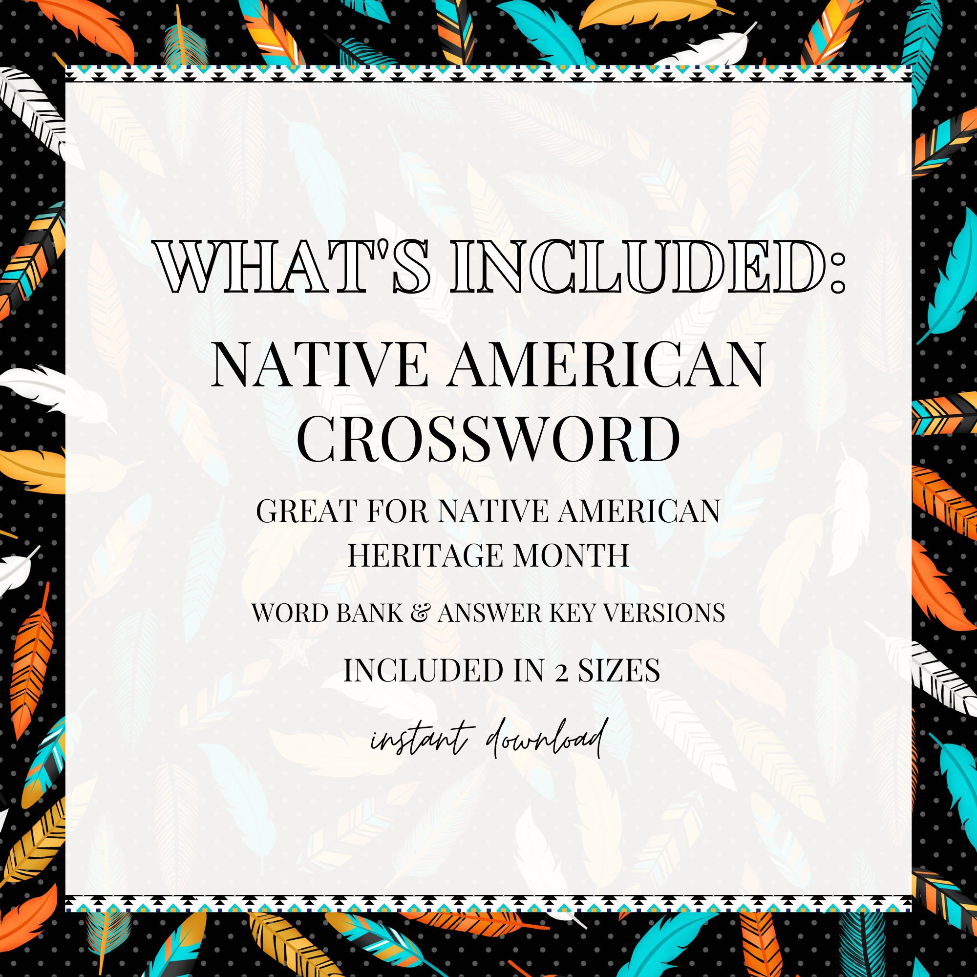 Native American Heritage Month Printable, Native American Crossword