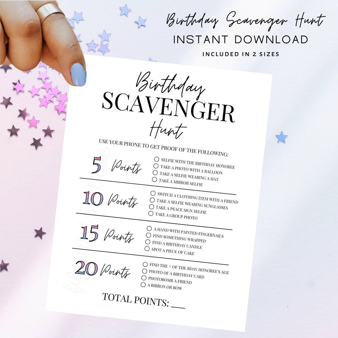 Birthday Scavenger Hunt Printable, Birthday Game, Birthday Party Game ...