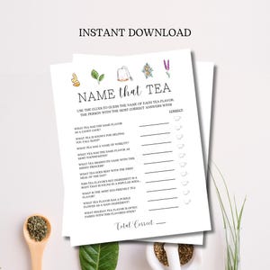 Name That Tea Flavor, Tea Party Printable Game, Tea Party Activity, Tea Party Printable, Tea Party Download, Tea Flavor Game, Tea Party