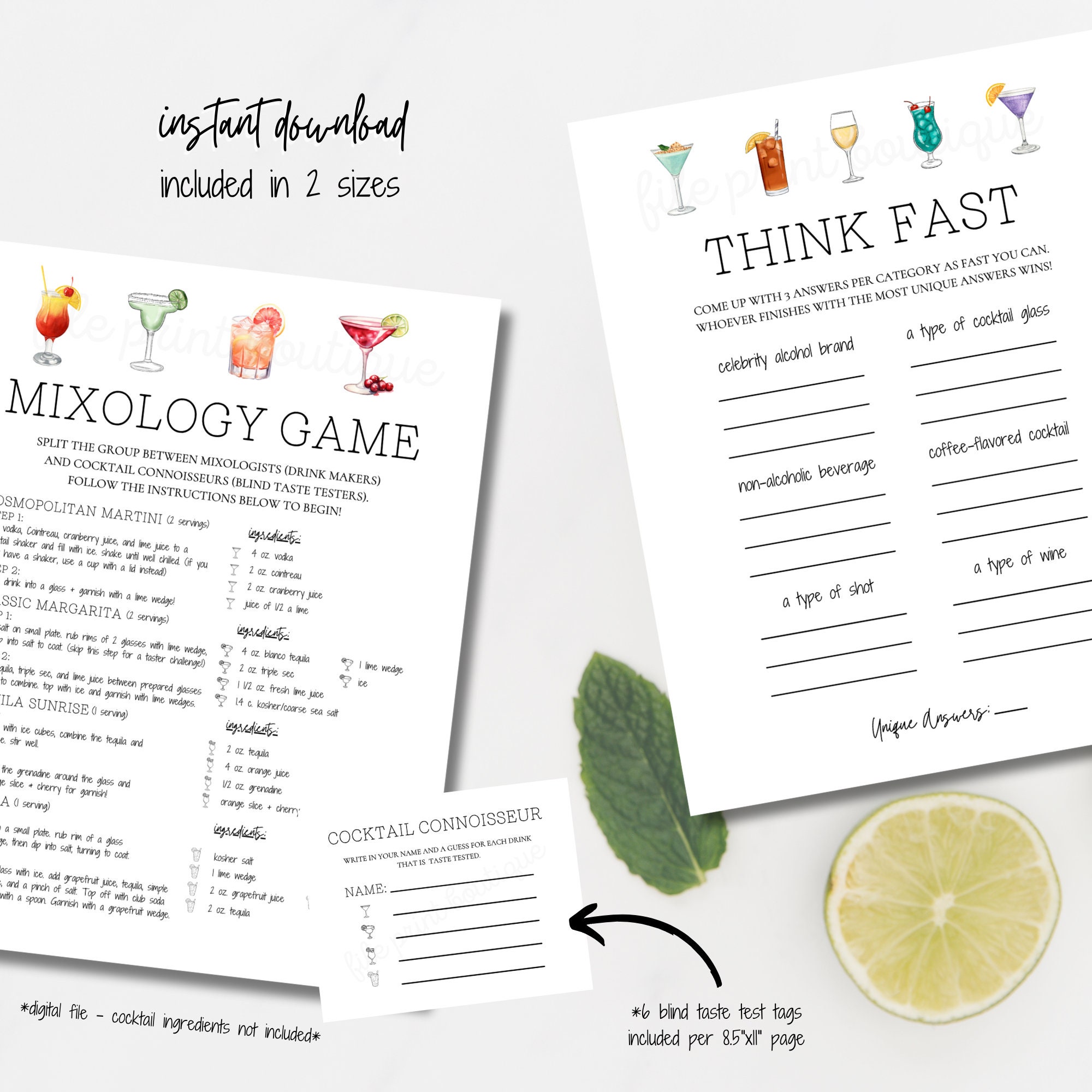Bar Crawl Games Printable, Cocktails Bundle, Cocktail Scavenger Hunt