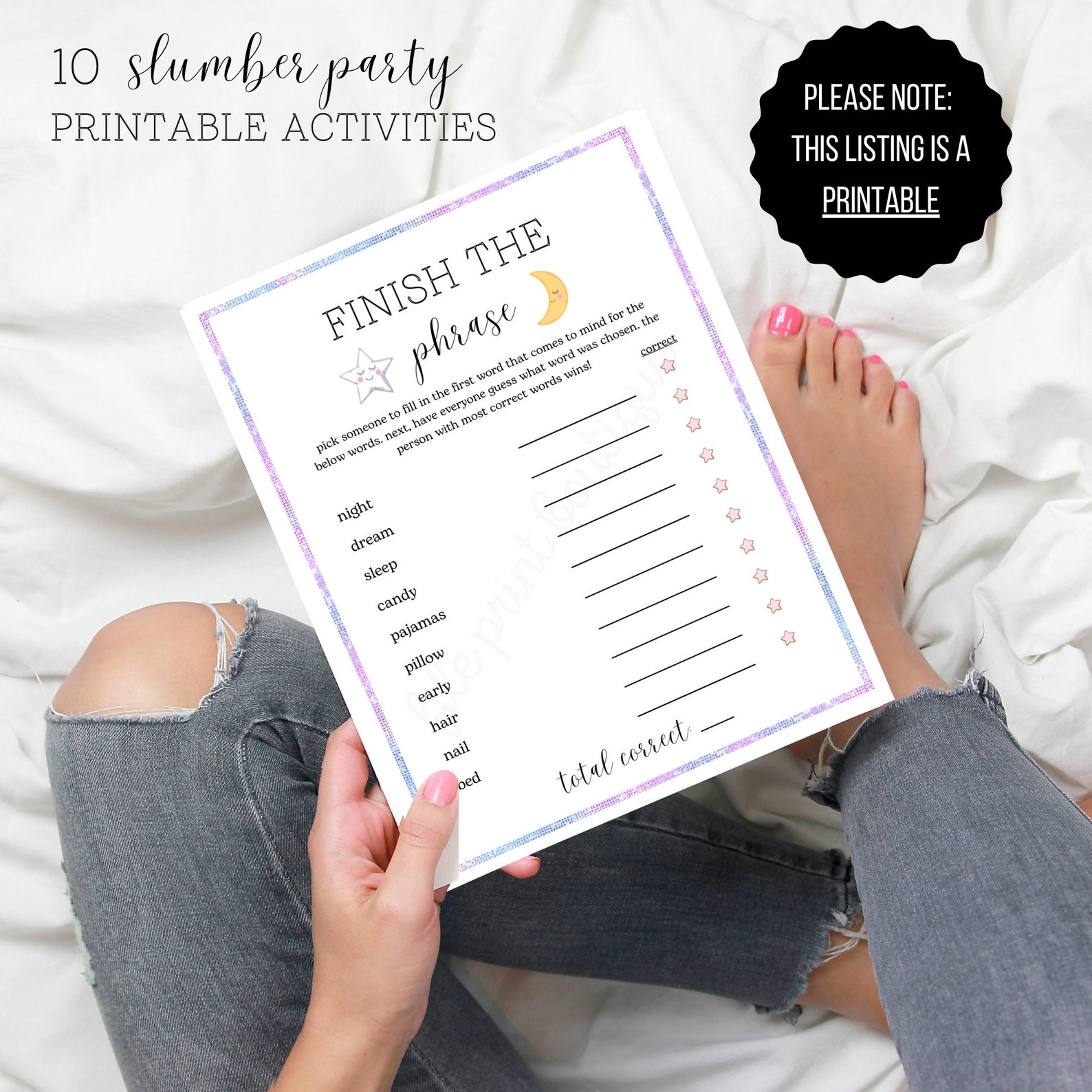 Sleepover Party Games Printable Slumber Party Games Bundle - Etsy