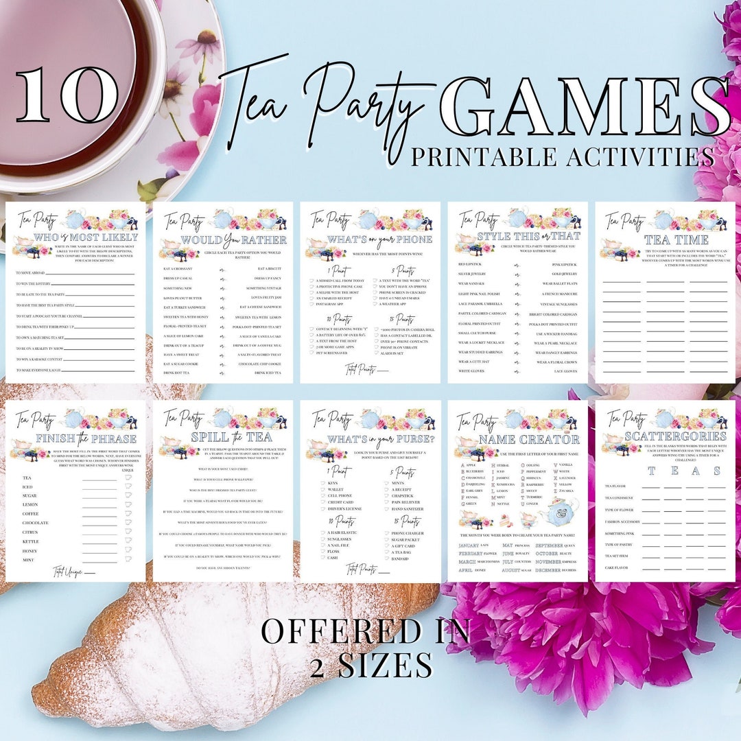 Tea Party Printable Games Ladies Tea Party Game Bundle - Etsy