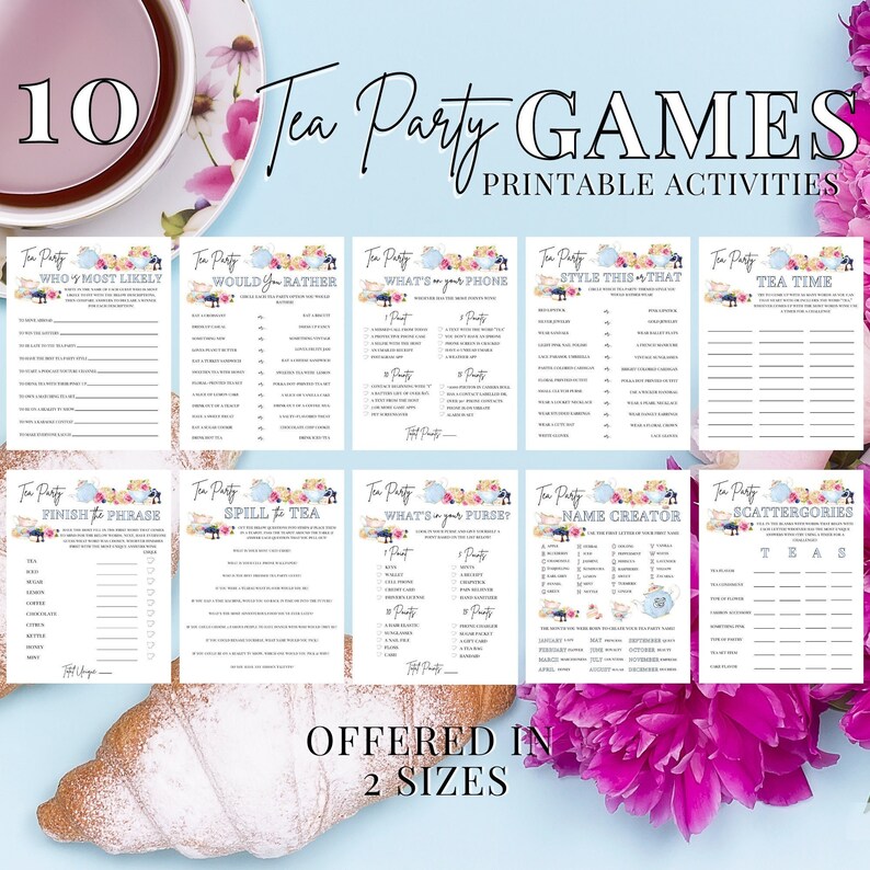 Tea Party Printable Games Ladies Tea Party Game Bundle - Etsy