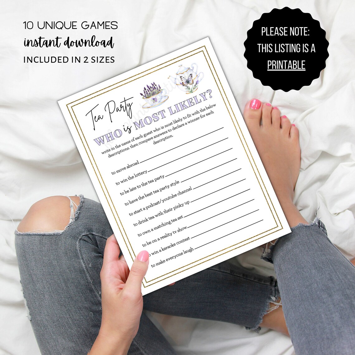 Tea Party Games Printable Tea Party Activities Ladies Tea - Etsy