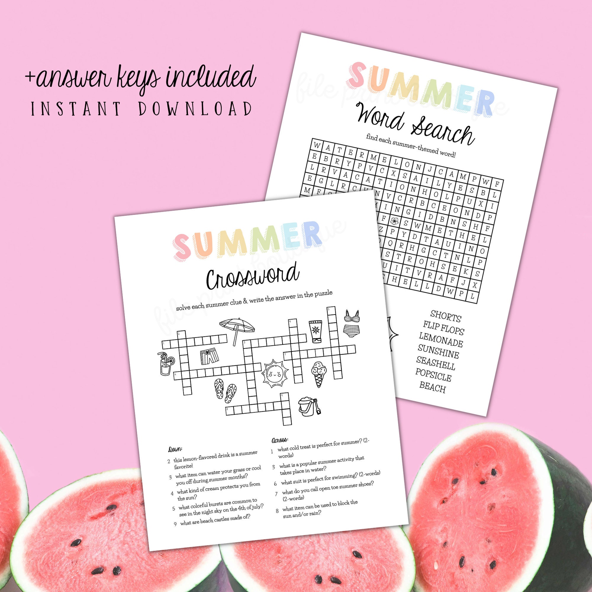 Summer Printable Games, Printable Summer Game Bundle, Summer Game ...