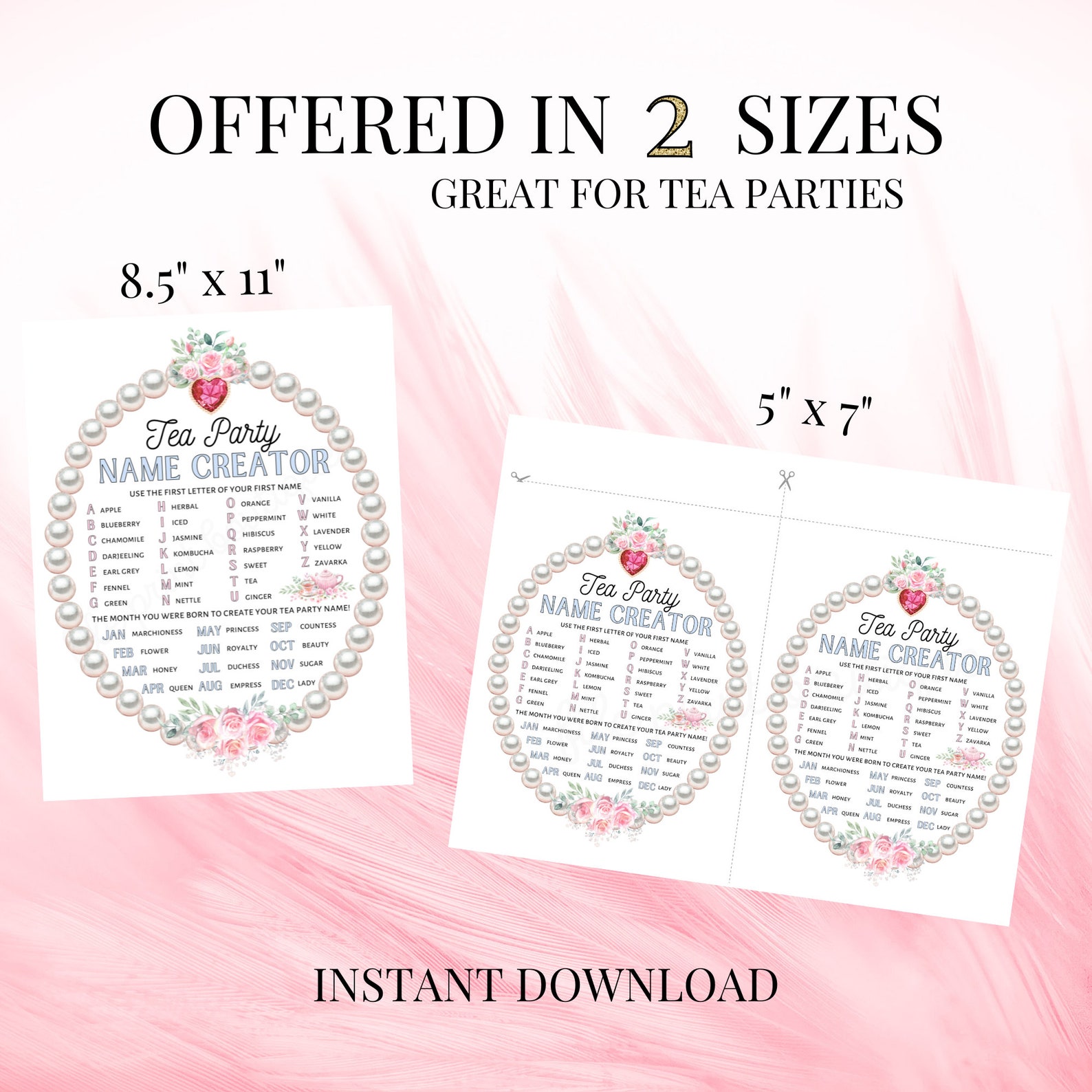 Tea Party Name Creator Printable Printable Tea Party Game Etsy