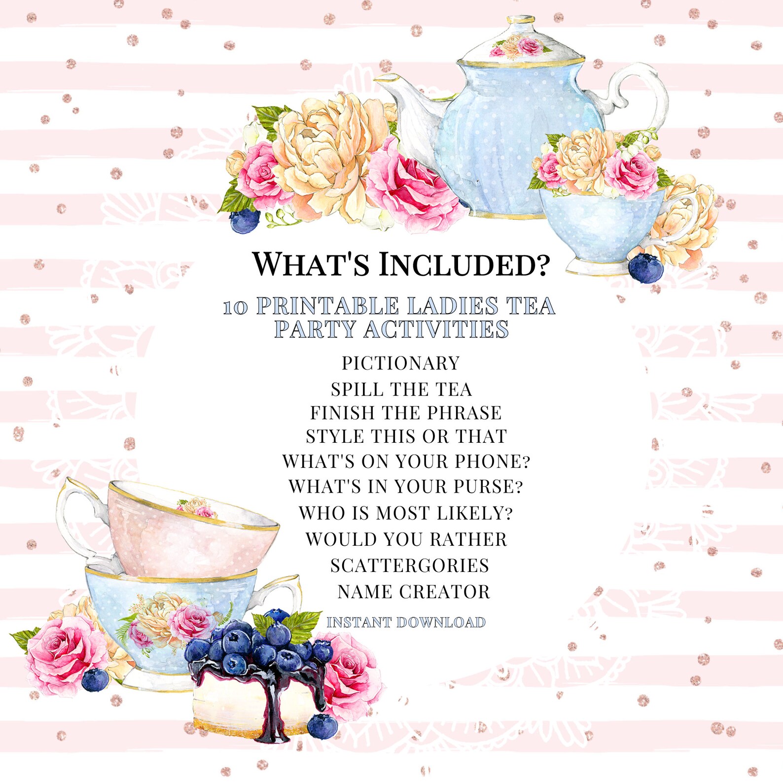 Tea Party Games Printable Tea Party Activities Ladies Tea - Etsy