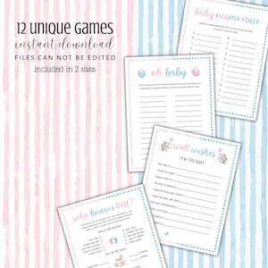 Gender Reveal Printable Games Gender Reveal Bundle Gender Reveal