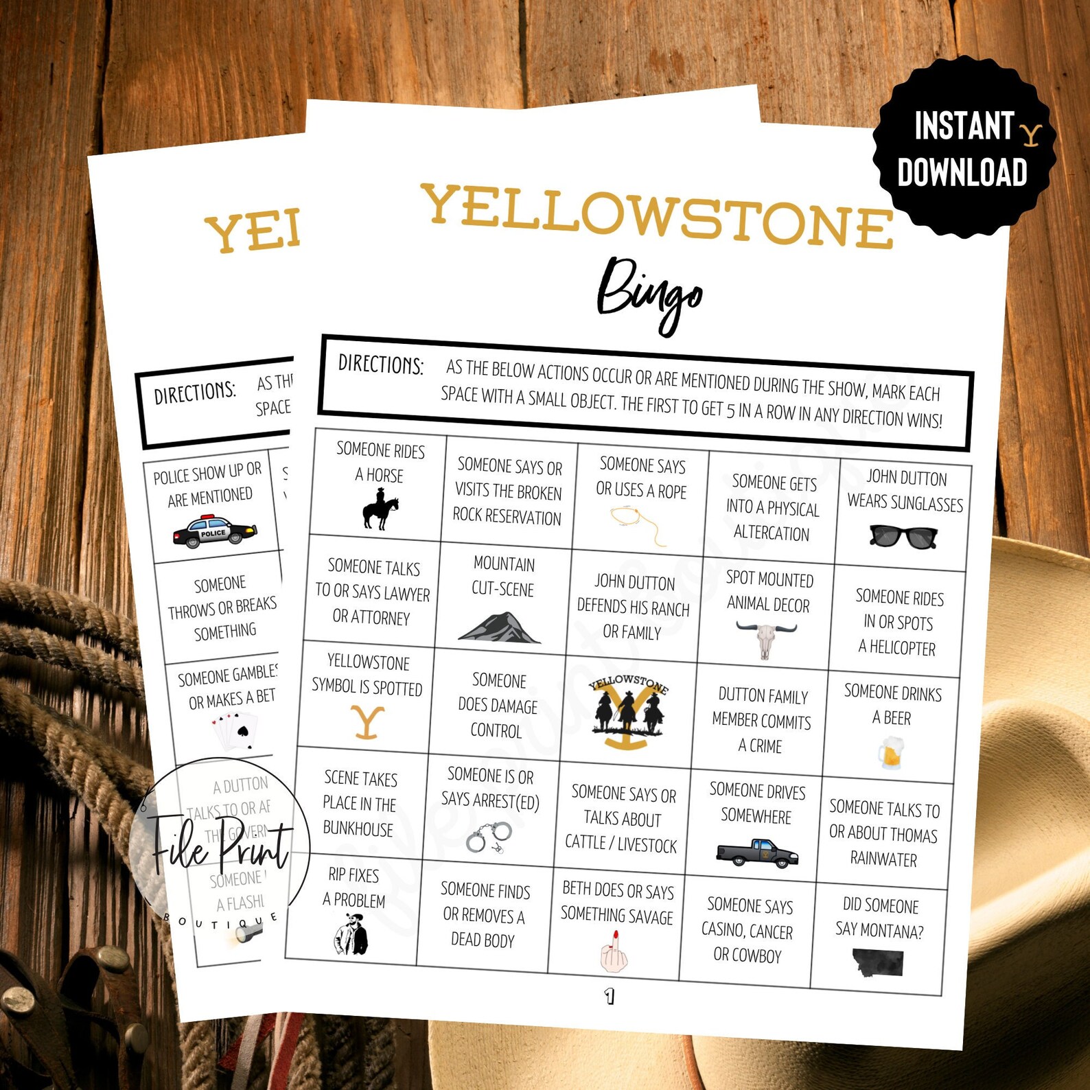 Yellowstone Printable Bingo Yellowstone Download TV Show Etsy Ireland