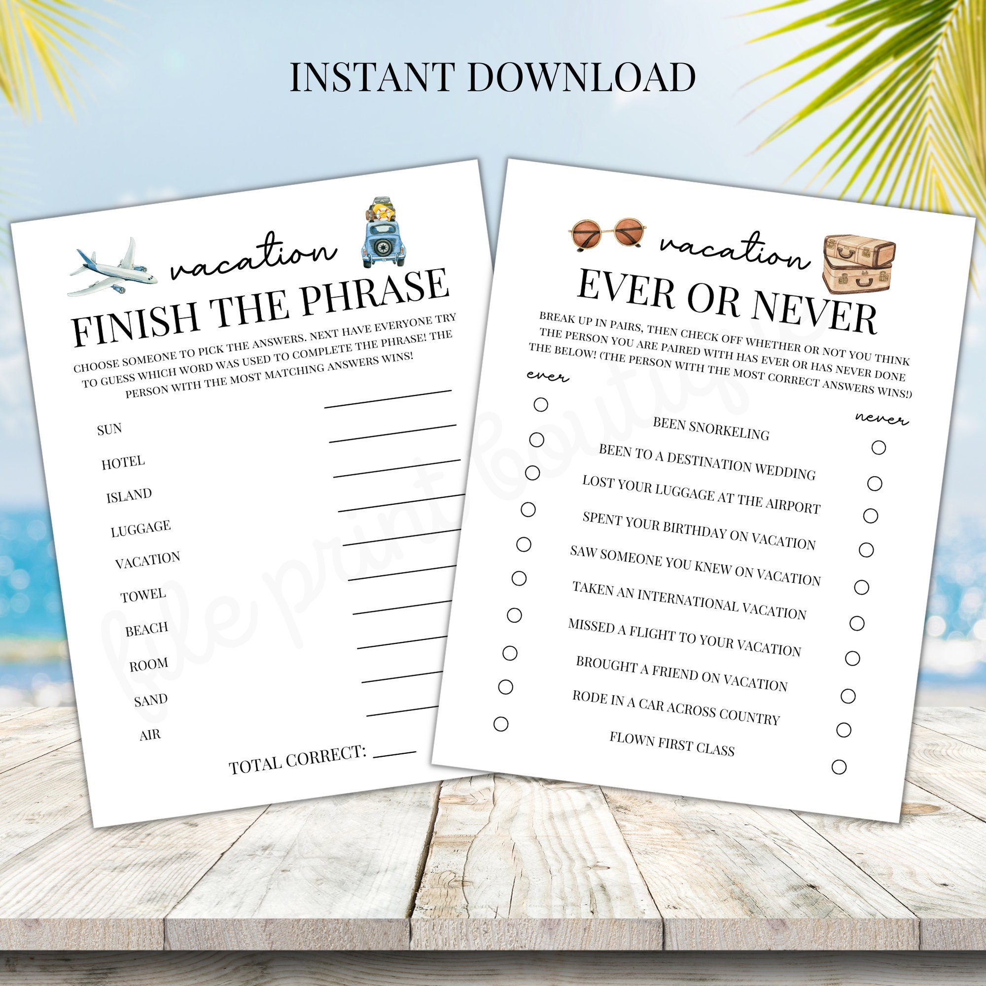 Vacation Games Bundle, Vacation Printable Games, Family Friendly ...